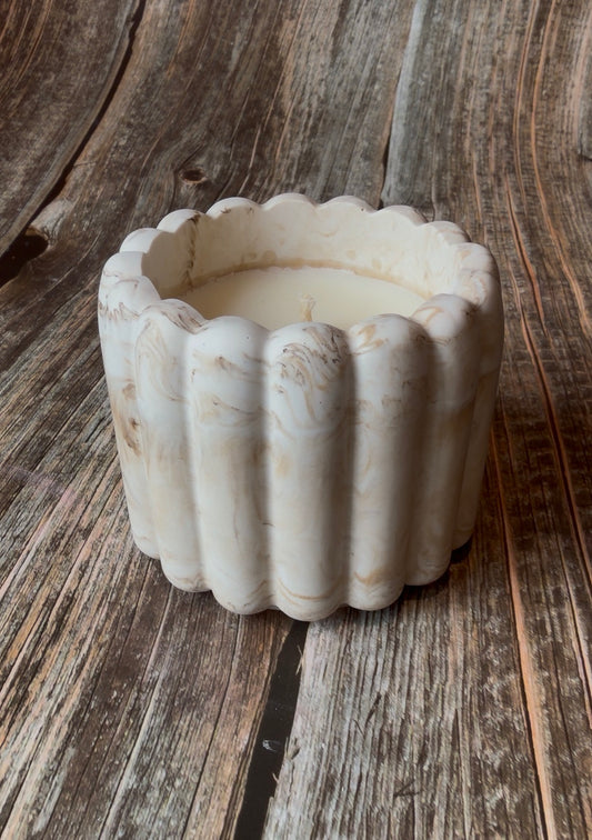 Ridged Marble Candle