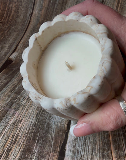 Ridged Marble Candle