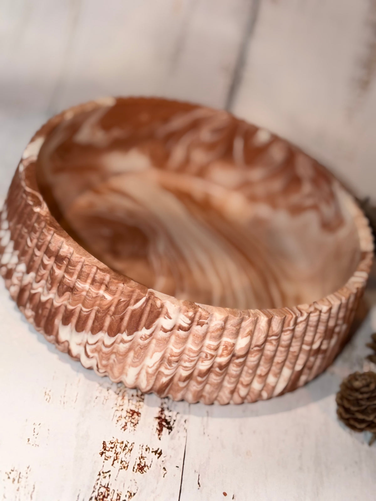 Ribbed Bronze Marble Bowl