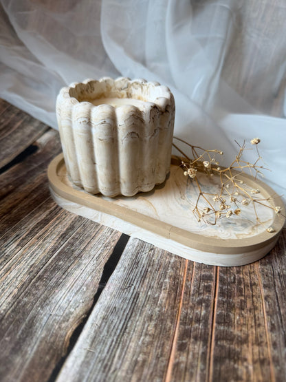 Ridged Marble Candle